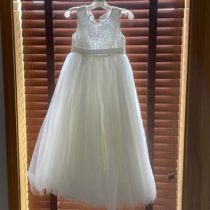 White flower girl dress(David’s bridal)